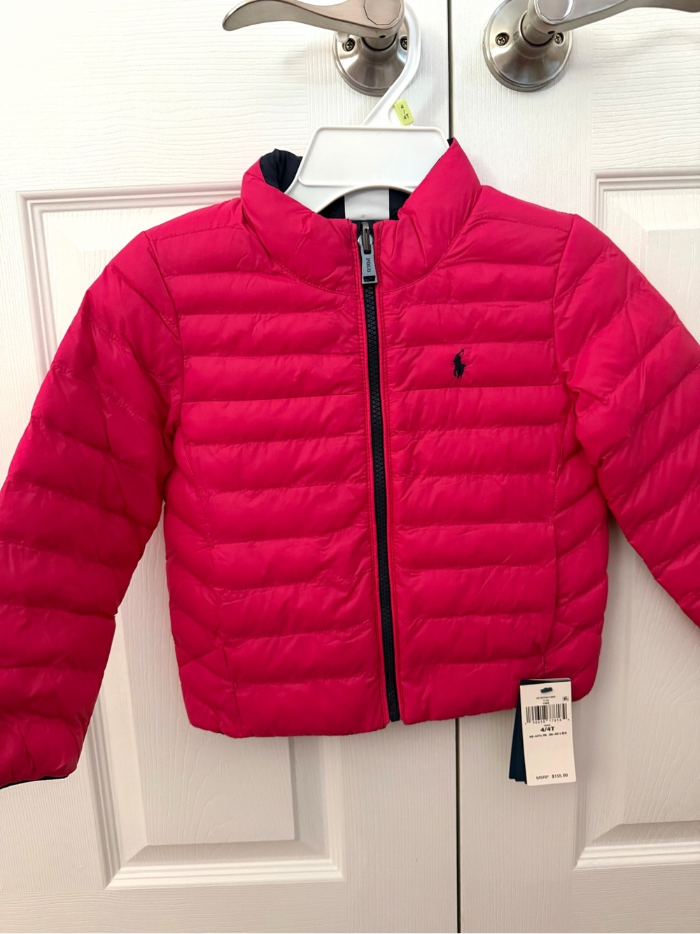 Reversible Ralph Lauren Hot Pink and Blue Quilted Packable Puffer Jacket